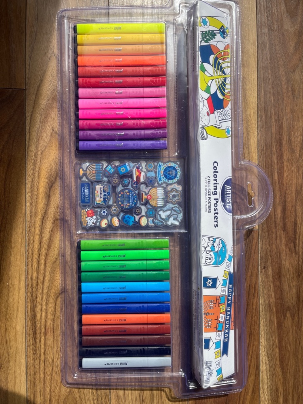 Artist Coloring Posters & 24 Colouring Pen  Set with Hanukkah Stickers
